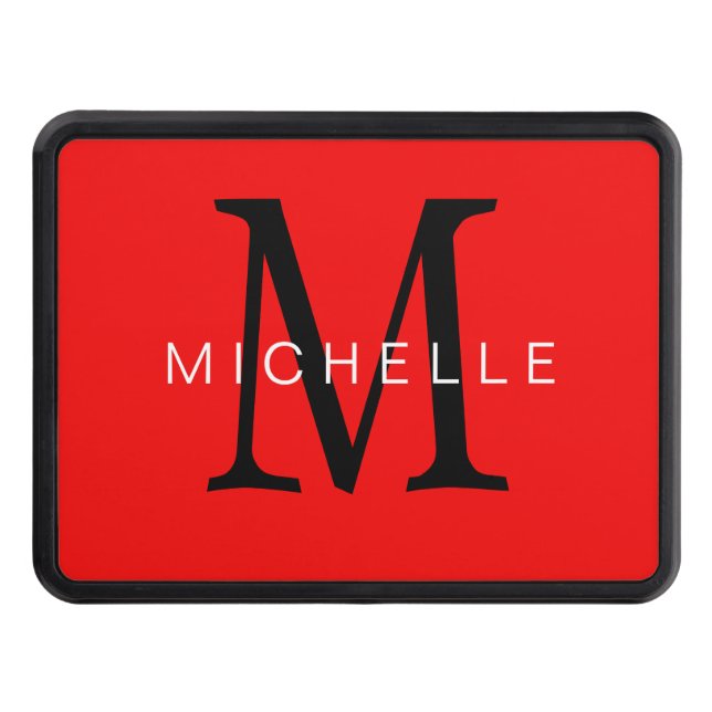 Cubierta Para Remolque Monograma negro rojo profesional Su nombre (Anverso)