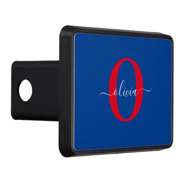 Cubierta Para Remolque Monograma personalizado Nombre de guión Azul Blanc (Derecha)