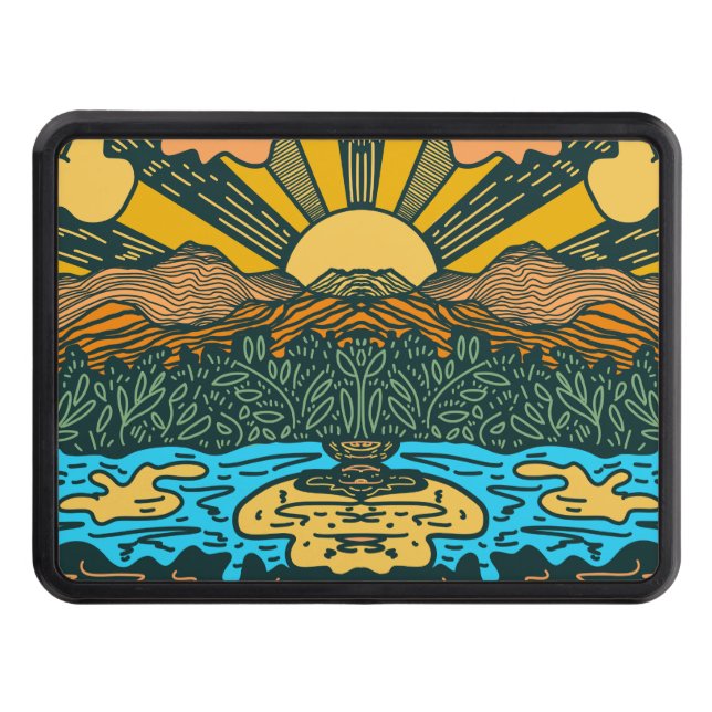 Cubierta Para Remolque Montañas Sunrise y Lago (Anverso)