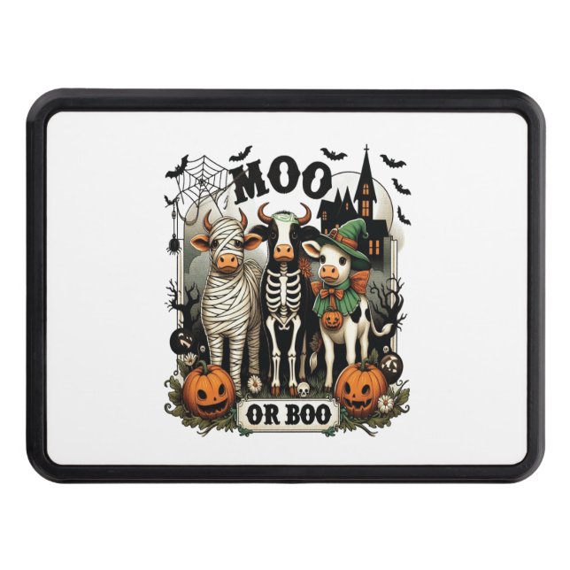 Cubierta Para Remolque Moo o Boo Vaca de Halloween (Anverso)