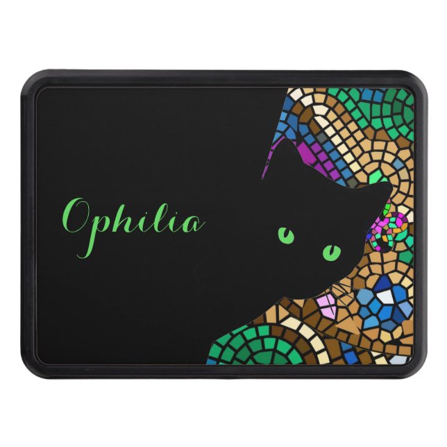 Cubierta Para Remolque Mosaic Green Eye Sly Cat con nombre (Anverso)