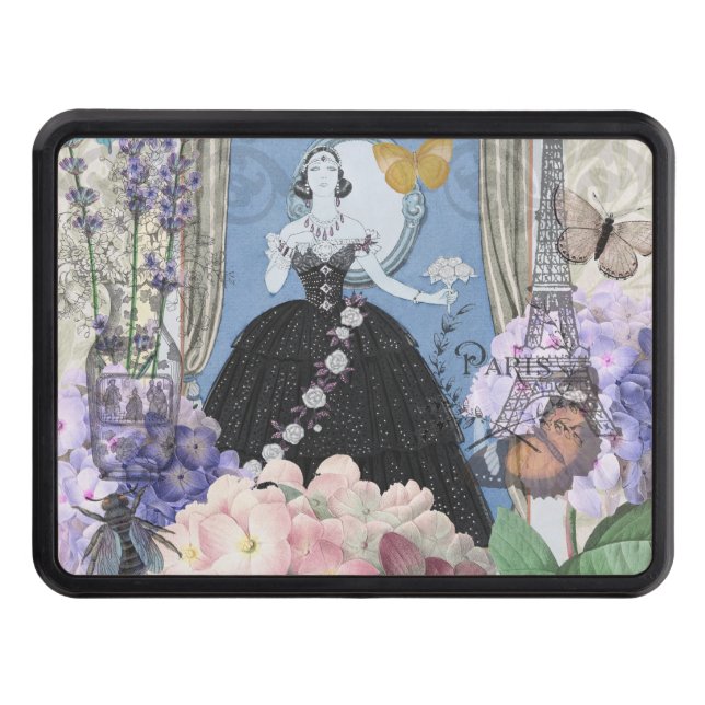 Cubierta Para Remolque Mujer Blue Elegant Floral Fancy Gown (Anverso)