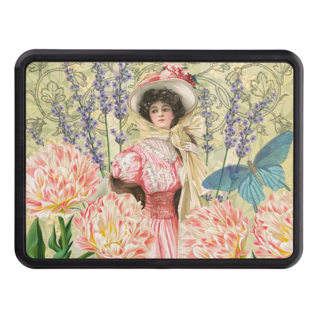 Cubierta Para Remolque Mujer Victoriana Floral Rosa Regencia (Anverso)