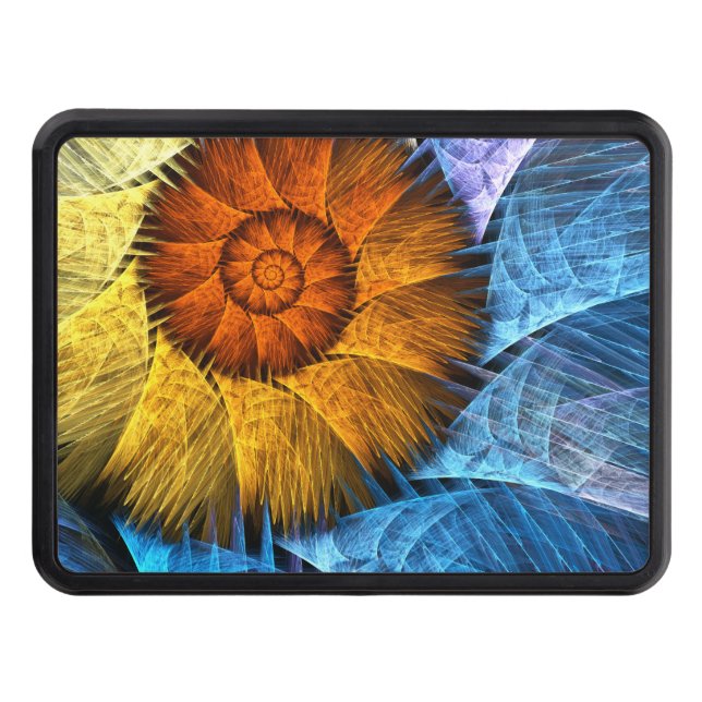 Cubierta Para Remolque Naranja floral Azul amarillo abstracto arte (Anverso)