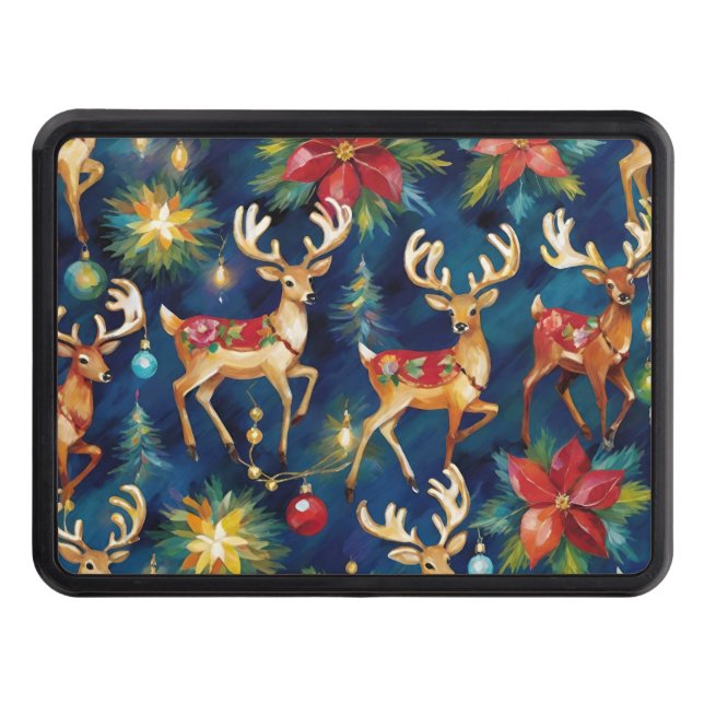 Cubierta Para Remolque Navidades: Armada de renos y Poinsettias (Anverso)