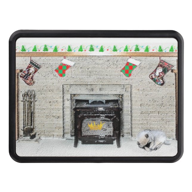 Cubierta Para Remolque Navidades de Keeshond picotean perro con pintura d (Anverso)