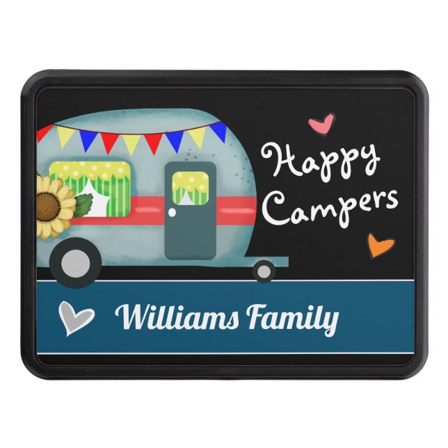 Cubierta Para Remolque Nombre de familia Personalizado Campers Happy (Anverso)
