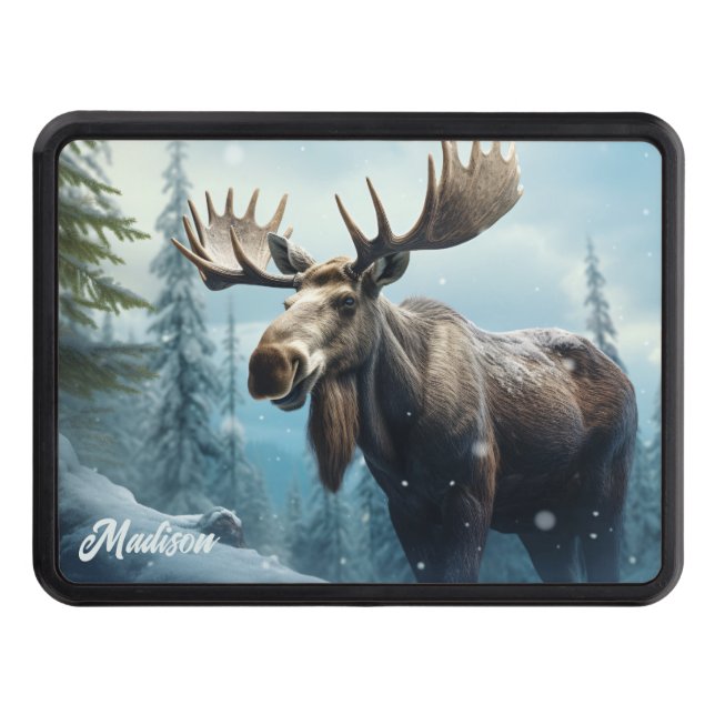 Cubierta Para Remolque Nombre personalizado Moose de invierno (Anverso)