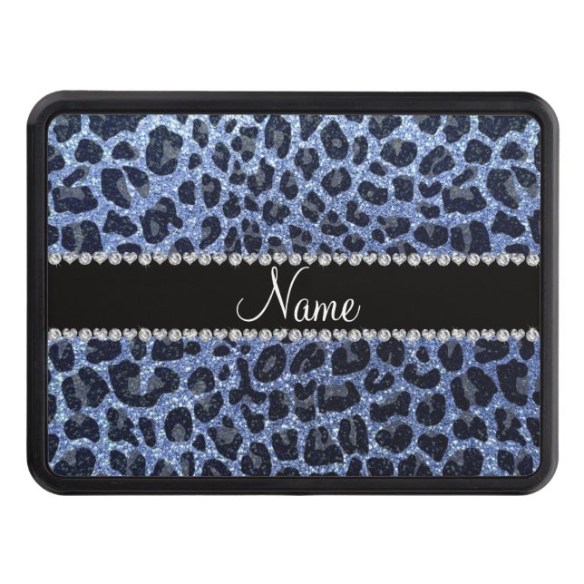 Cubierta Para Remolque Nombre personalizado purpurina azul claro leopardo (Anverso)
