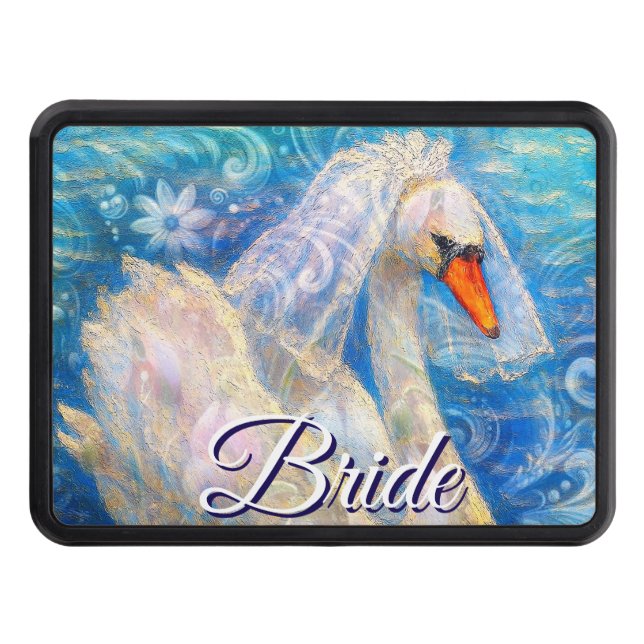 Cubierta Para Remolque Novia cisne con velo en agua azul blanco personali (Anverso)