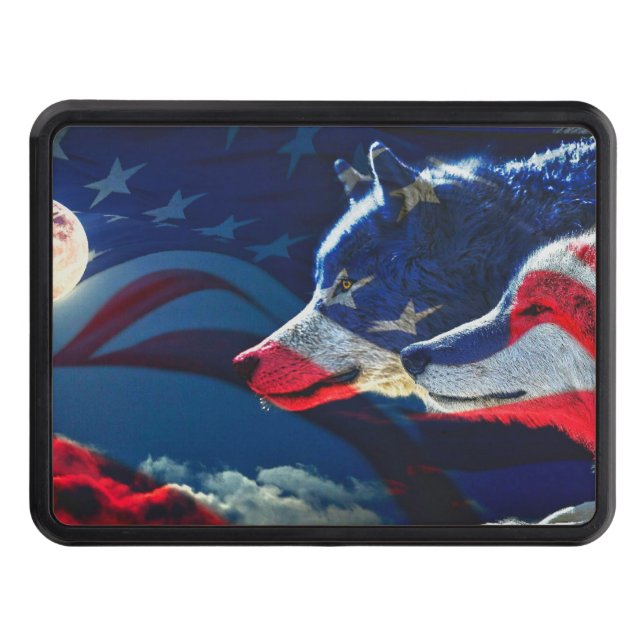 Cubierta Para Remolque Orgullo lobo de país y bandera (Anverso)