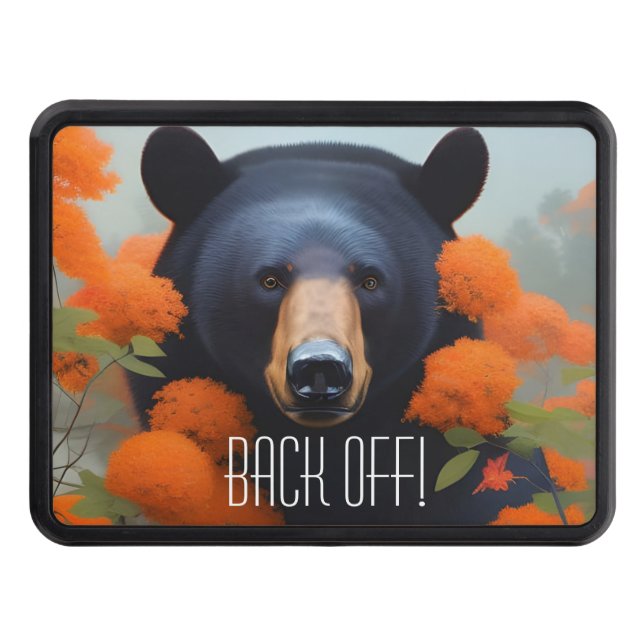 Cubierta Para Remolque Oso negro en flores Naranjas (Anverso)