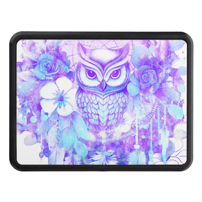 Cubierta Para Remolque Owl Totem Dreamcatcher Floral Feather Purple (Anverso)