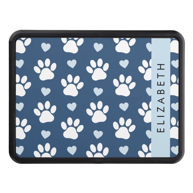 Cubierta Para Remolque Papas de perro, garras blancas, corazones azules,  (Anverso)