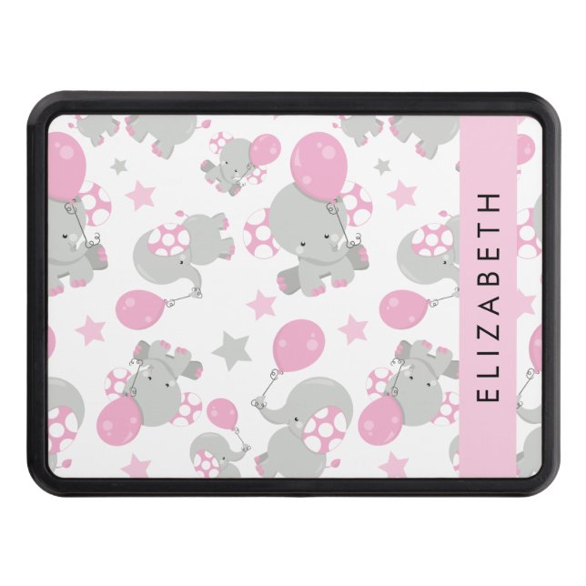 Cubierta Para Remolque Patrón De Elefantes, Elefantes Cutos, Tu Nombre (Anverso)
