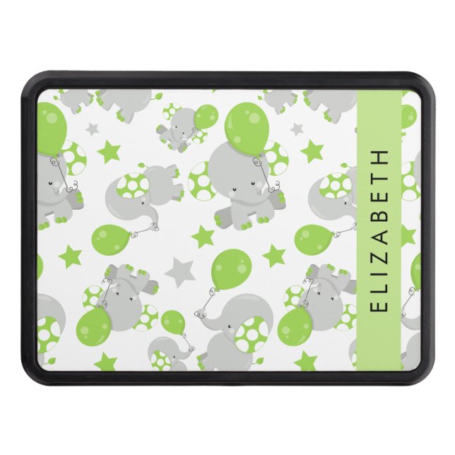 Cubierta Para Remolque Patrón De Elefantes, Elefantes Cutos, Tu Nombre (Anverso)