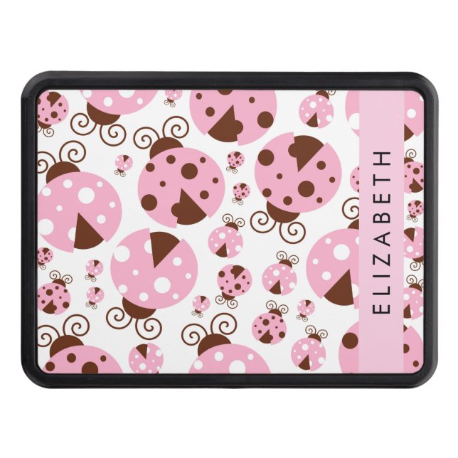 Cubierta Para Remolque Patrón De Ladybugs, Ladybugs Rosados, Su Nombre (Anverso)