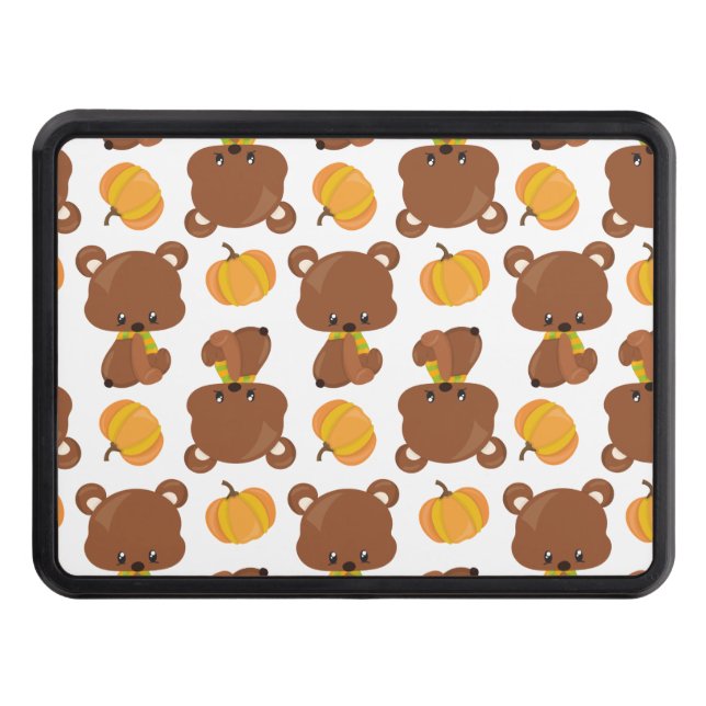Cubierta Para Remolque Patrón De Osos, Osos Cubiertos, Caída, Calabazas (Anverso)