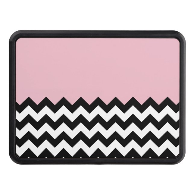 Cubierta Para Remolque Patrón de zigzag negro y blanco, chevron, rosa (Anverso)