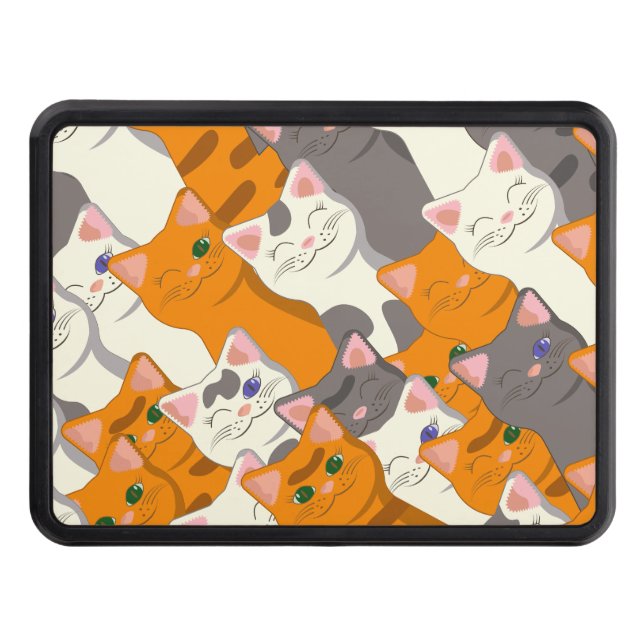 Cubierta Para Remolque Patrón diagonal del gato negro jengibre (Anverso)