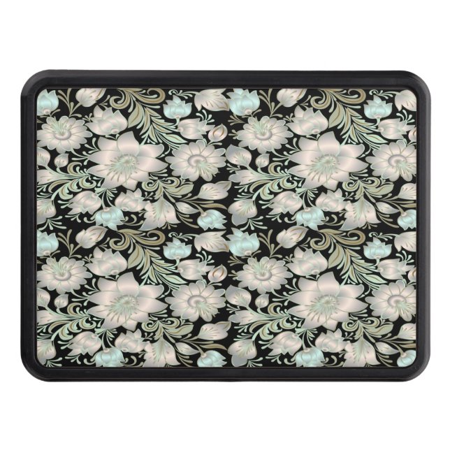 Cubierta Para Remolque Patrón floral botánico Verde blanco (Anverso)