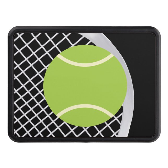 Cubierta Para Remolque Pelota Moderna De Raqueta De Tenis Negra Y Blanca (Anverso)