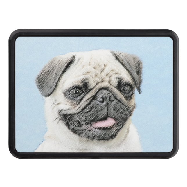 Cubierta Para Remolque Pintura de pug - Arte de perro original lindo (Anverso)