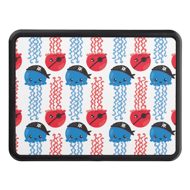 Cubierta Para Remolque Pirate Jellyfish, Patrón de medusas, animales mari (Anverso)