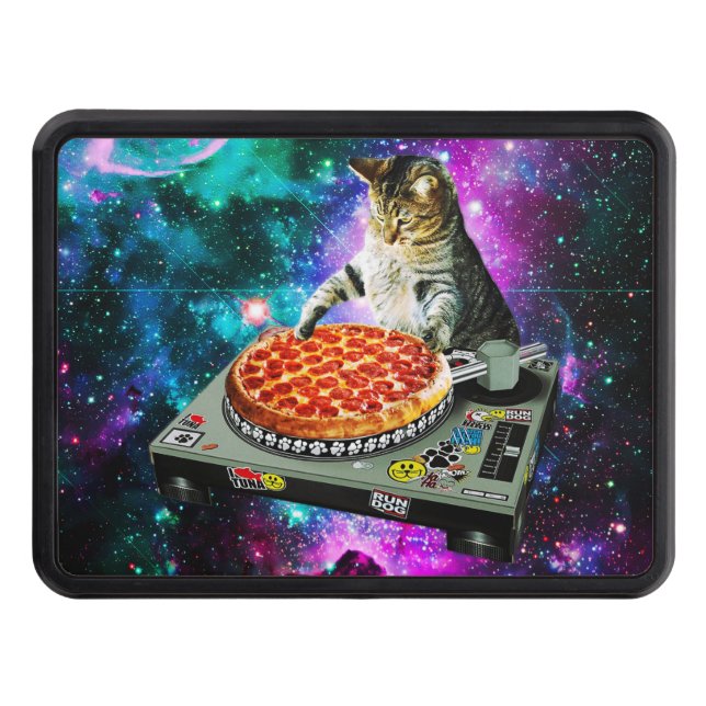 Cubierta Para Remolque Pizza del gato de DJ del espacio (Anverso)