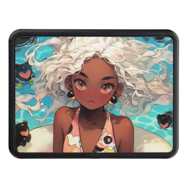 Cubierta Para Remolque Playa De Verano Cálida Y Bañera De Anime Chica (Anverso)