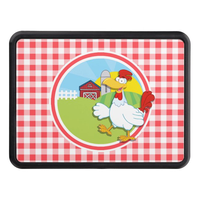 Cubierta Para Remolque Pollo de granja; Gingham rojo y blanco (Anverso)