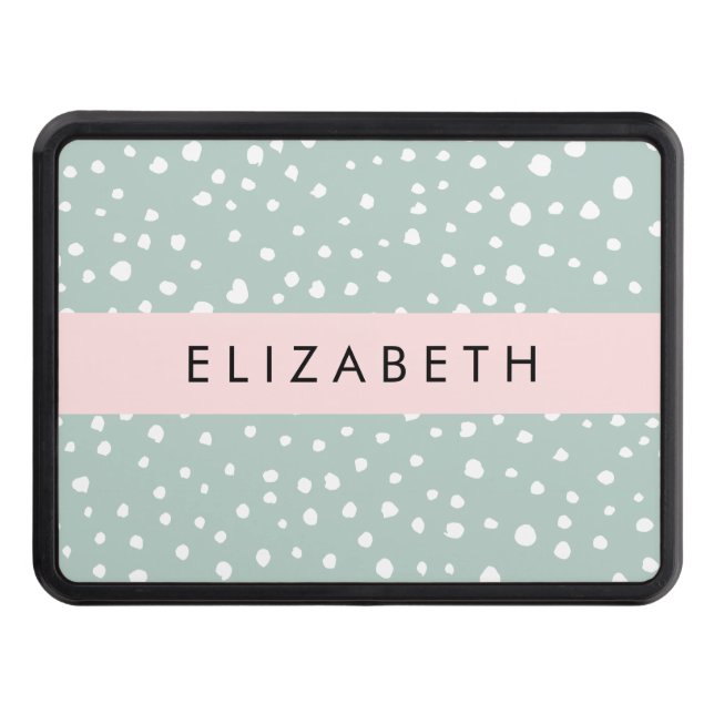 Cubierta Para Remolque Puntos Dalmacianos Verdes Mint, Puntos, Tu Nombre (Anverso)