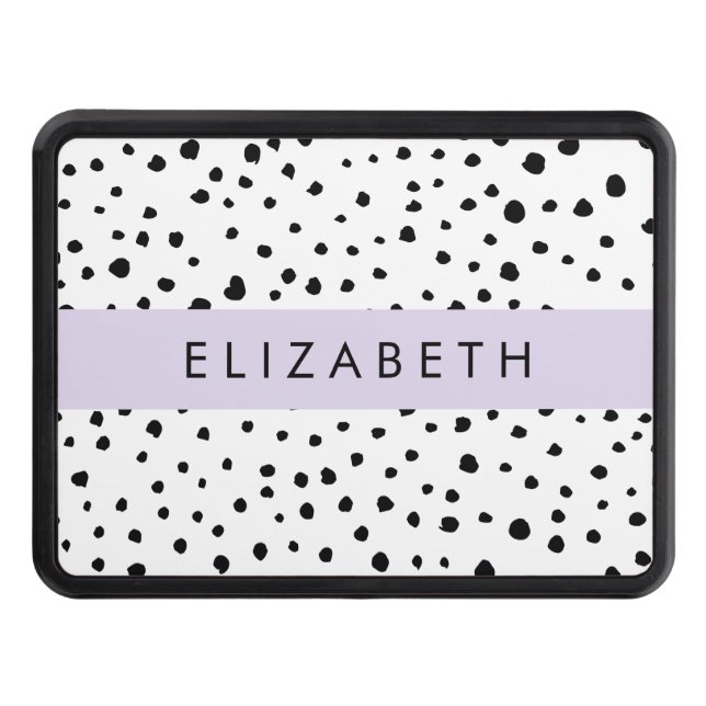 Cubierta Para Remolque Puntos dálmatas, puntos, negro y blanco, tu nombre (Anverso)