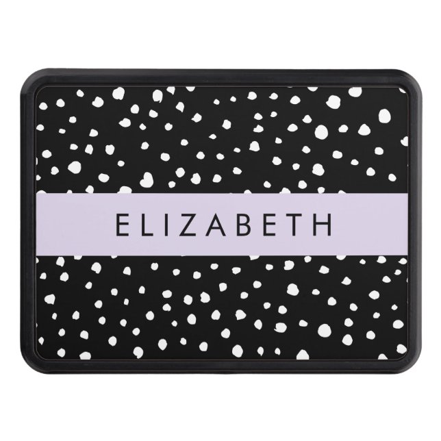 Cubierta Para Remolque Puntos dálmatas, puntos, negro y blanco, tu nombre (Anverso)