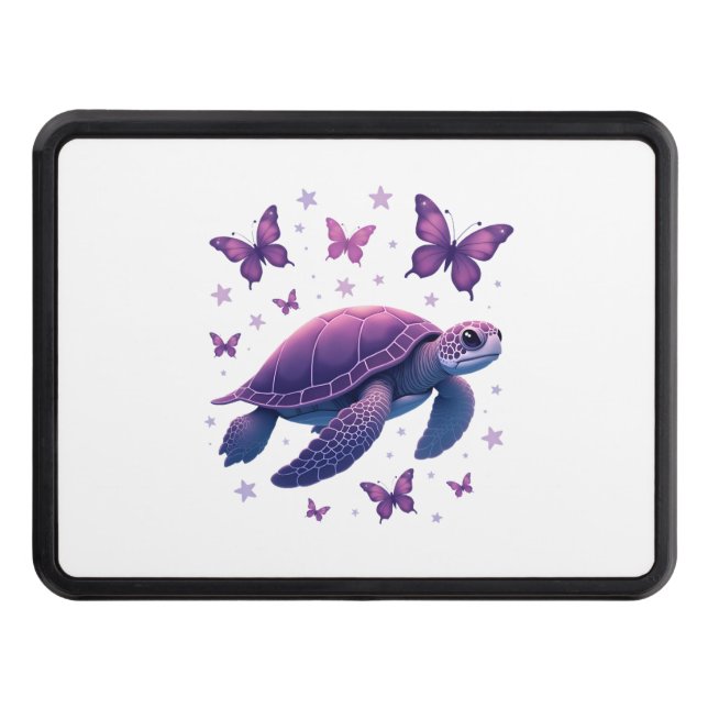 Cubierta Para Remolque Púrpura - Camiseta mariposa de tortuga marina (Anverso)