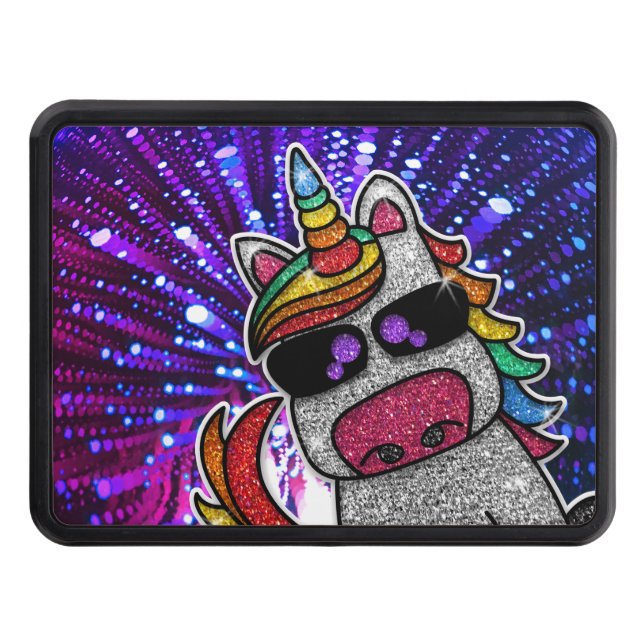 Cubierta Para Remolque Purpurina arcoiris unicornio espárragos trippy (Anverso)