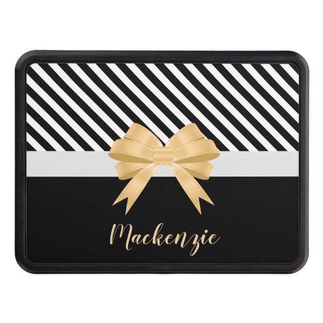 Cubierta Para Remolque Rayas blancas negras Goldem Bow (Anverso)