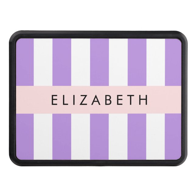 Cubierta Para Remolque Rayas púrpuras, patrón rayado, líneas, nombre (Anverso)