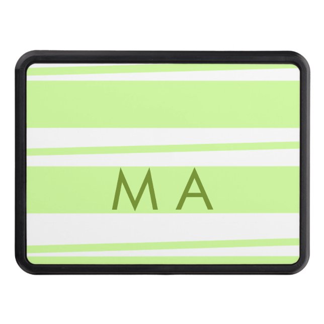 Cubierta Para Remolque Rayas verde neón Monograma de letra de patrón grie (Anverso)