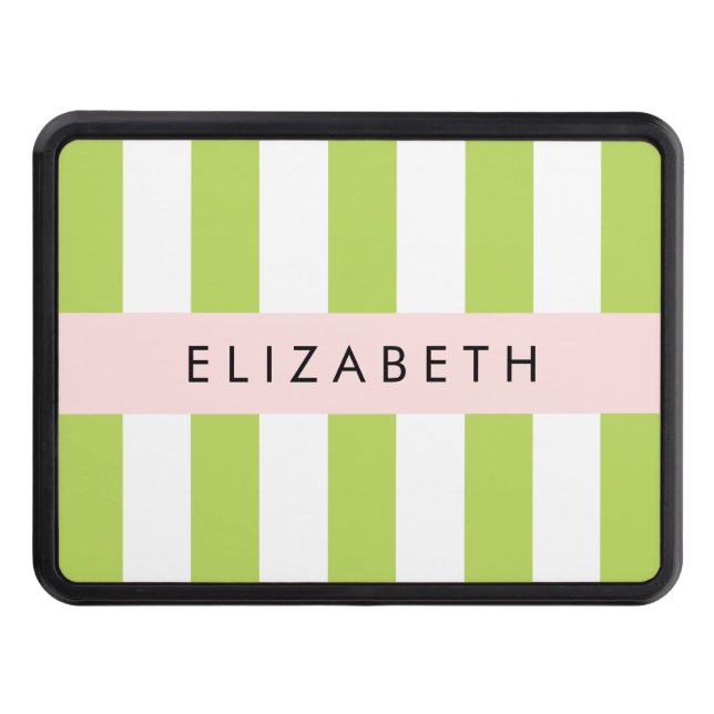 Cubierta Para Remolque Rayas verdes, líneas, patrón rayado, nombre (Anverso)