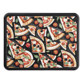 Cubierta Para Remolque Resumen De Pizzas En Un Fondo Negro