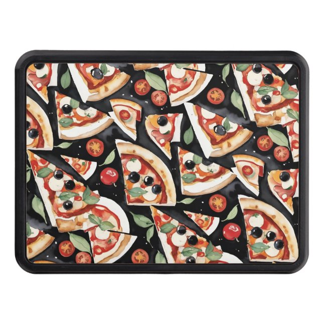 Cubierta Para Remolque Resumen De Pizzas En Un Fondo Negro (Anverso)