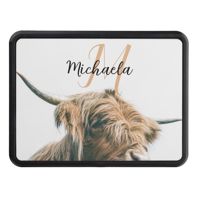Cubierta Para Remolque Retrato de vaca de Highland nombre personalizado m (Anverso)