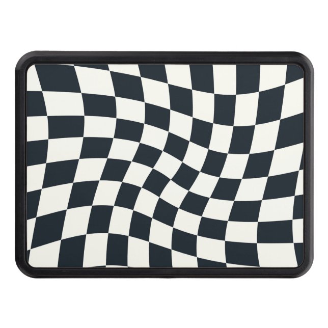 Cubierta Para Remolque Retro Black White Checks Warped Checkered (Anverso)