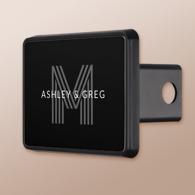 Cubierta Para Remolque Retro Nombre/s moderno Monograma editable negro y  (Subido por el creador)