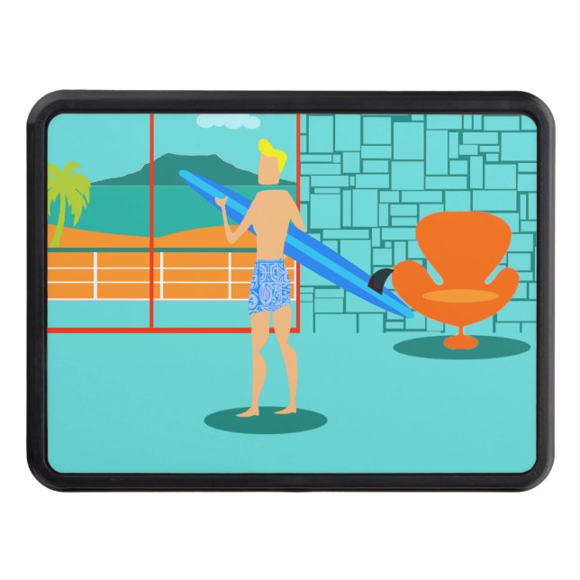 Cubierta Para Remolque Retro Surfer Dude Trailer Hitch Cover (Anverso)