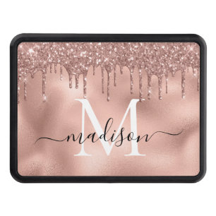 Cubierta Para Remolque Rosa metálico monogramo Perforaciones de Purpurina
