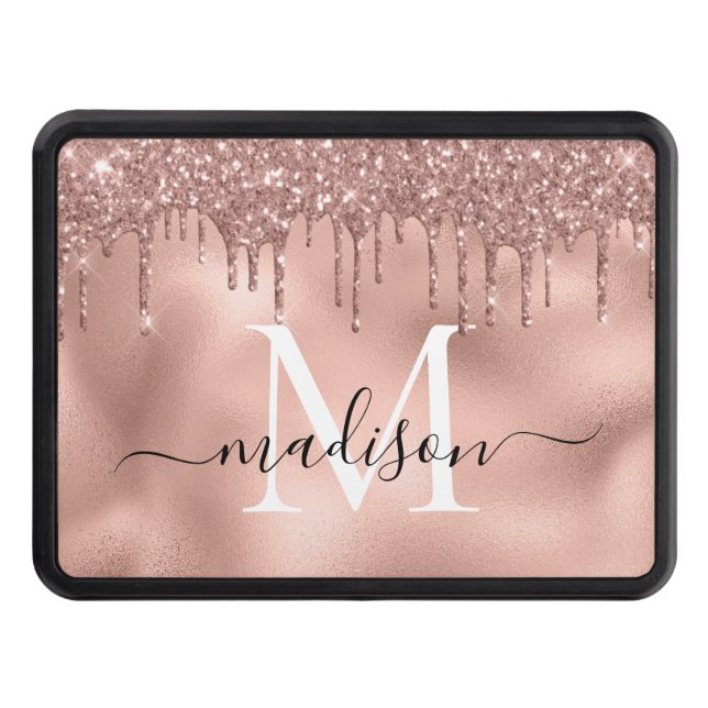 Cubierta Para Remolque Rosa metálico monogramo Perforaciones de Purpurina (Anverso)