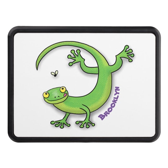 Cubierta Para Remolque Saludos felices de gecko verde lindo con personali (Anverso)