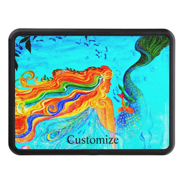 Cubierta Para Remolque sirena de pelo arco iris (Anverso)